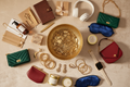 Belvie Mystery Scoop Box with gold glitter charm bowl and prize items